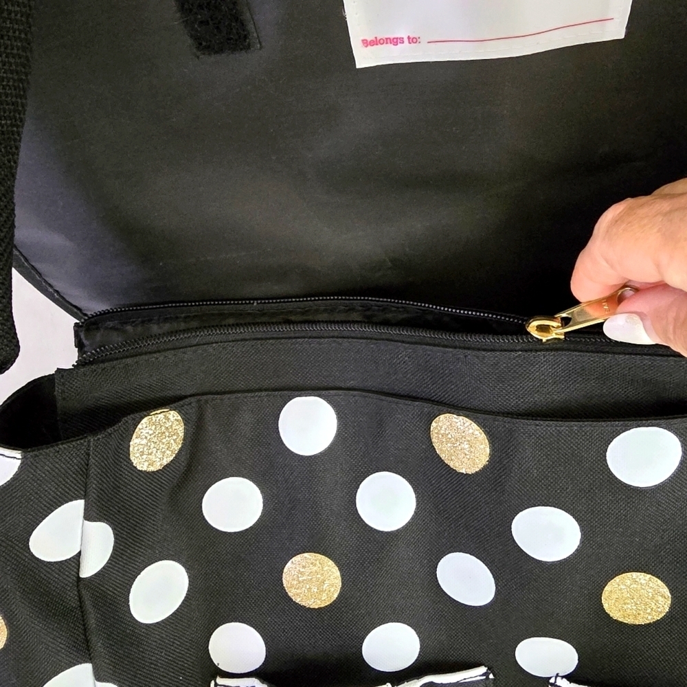 Bling Laptop messenger polka dots book shoulder crossbody bag - Picture 5 of 13